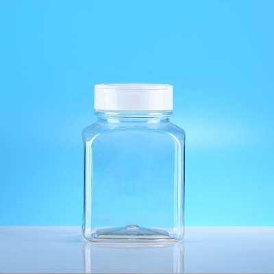 manufacturer supply 350ml 550ml plastic PET spice containers Square shape bottles For spice powder and granular